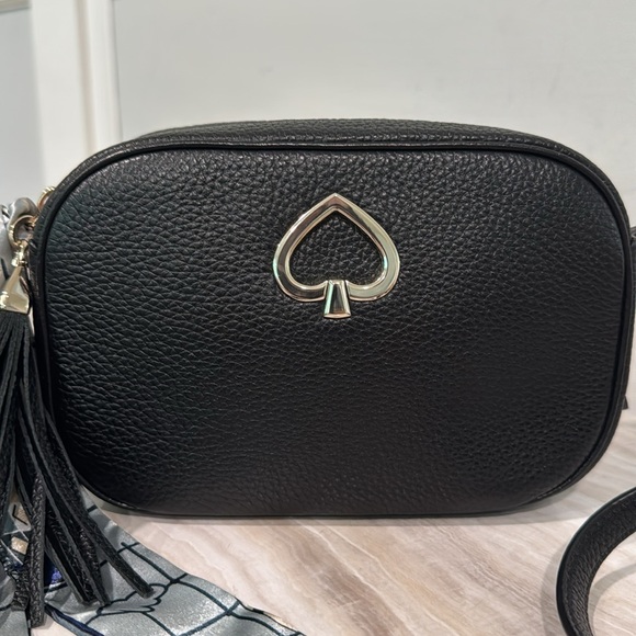 Kate Spade Bag Black Pebbled Leather Logo Camera Bag Crossbody Bag - Picture 4 of 17